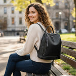 Sac à dos femme cuir véritable noir – Élégant, sécurisé et moderne - Vignette | Sacs pour tous