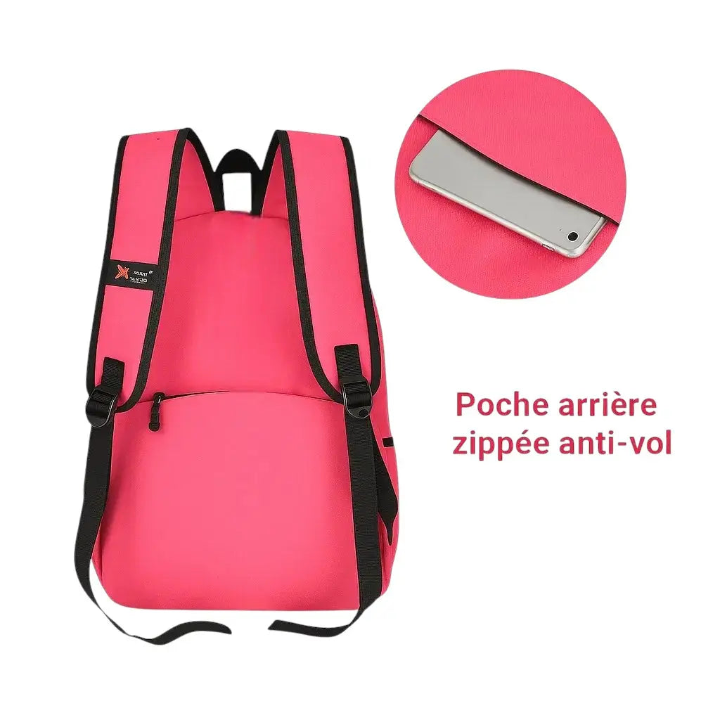 Poche arrière zippée anti-vol du sac à dos fille avec oreilles de chat