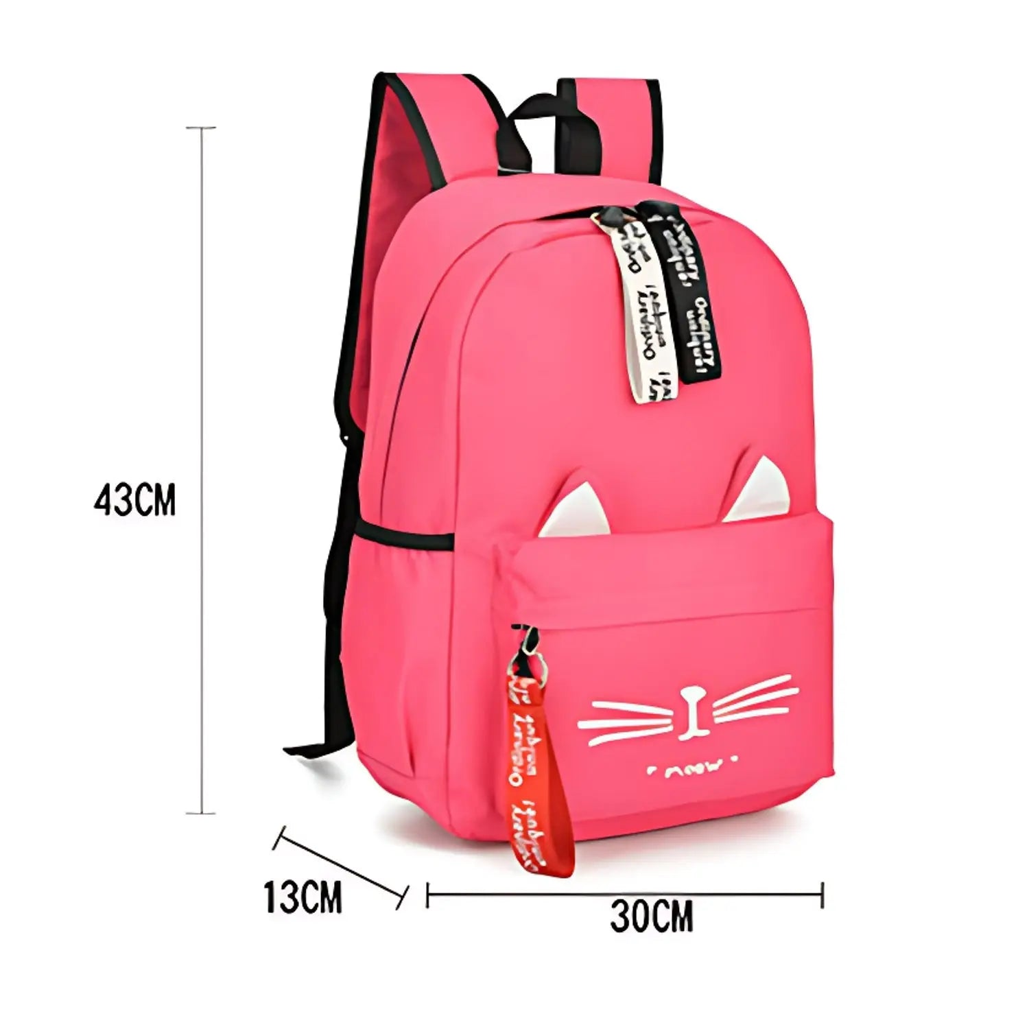 Sac à dos fille rose avec oreilles de chat et dimensions 43x30x13 cm