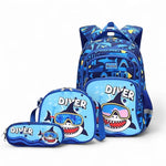 Sac à dos ergonomique 3 pièces garçon requin bleu – École primaire & collège - Vignette | Sacs pour tous