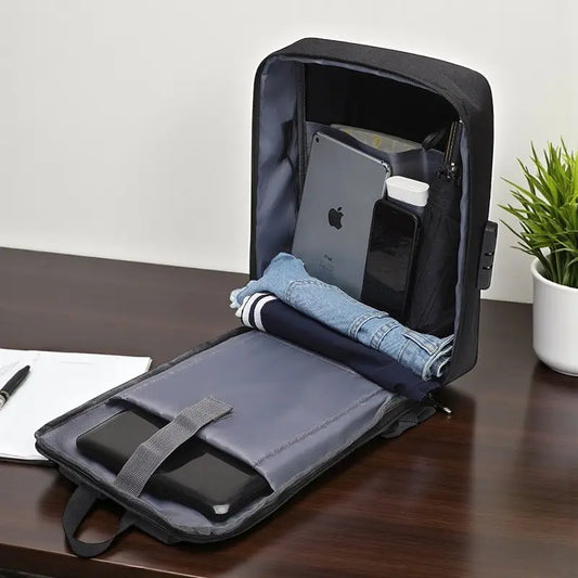 Sac à dos homme ordinateur 15,6 pouces ouvert avec compartiment PC et rangements intérieurs