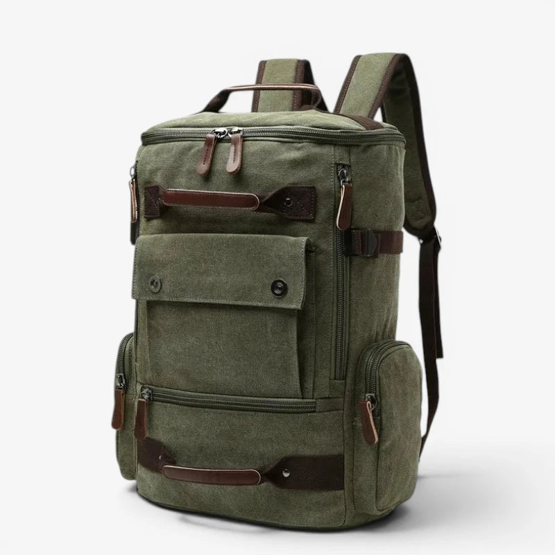 Sac à dos homme vintage en toile kaki style rétro