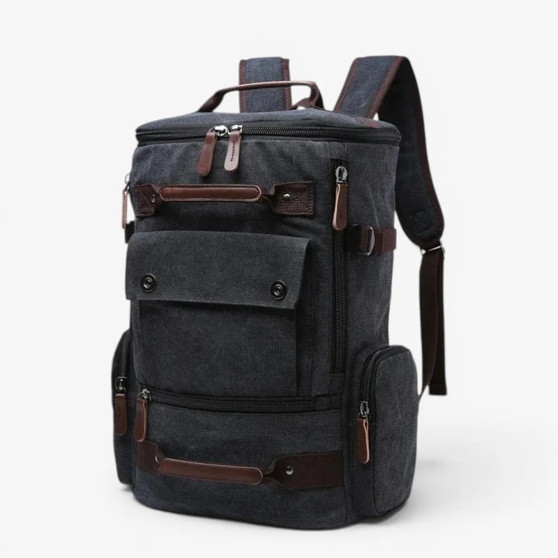Sac à dos homme vintage en toile noire multifonction