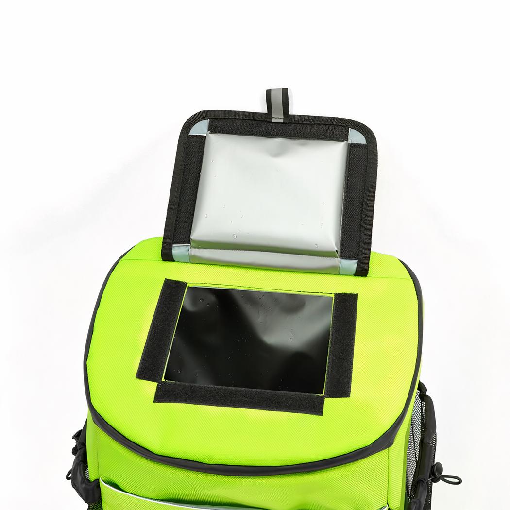 Sac à dos isotherme 30L vert fluo ouvert par le haut avec intérieur doublé isotherme