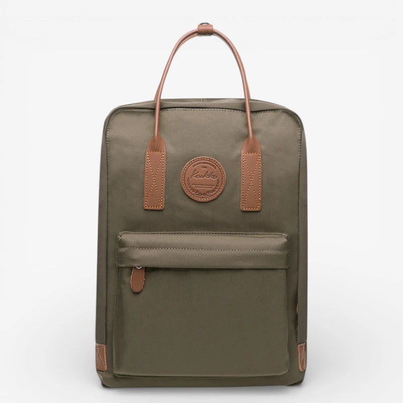 Sac à dos lycée kaki en polyester avec compartiment ordinateur portable