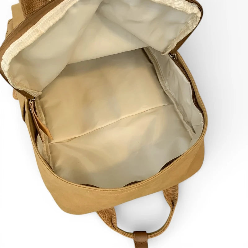 intérieur du sac à dos lycée unisexe en toile résistante avec compartiment principal