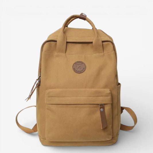sac à dos lycée unisexe en toile résistante marron style rétro