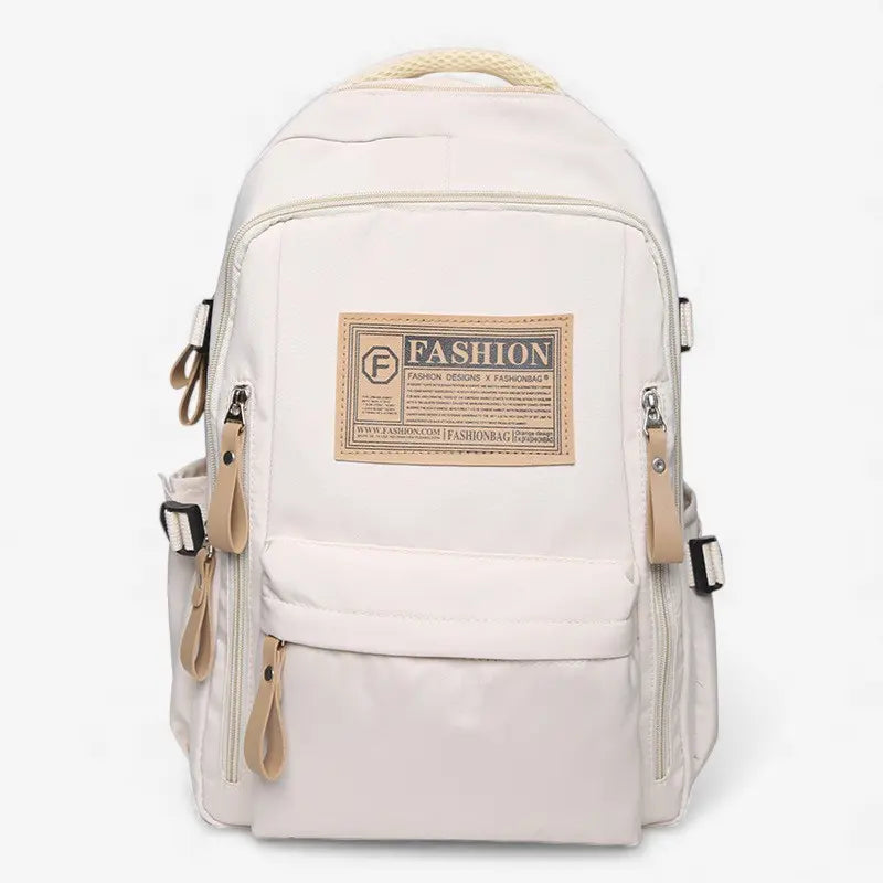 Sac à dos lycéen blanc cassé vue avant