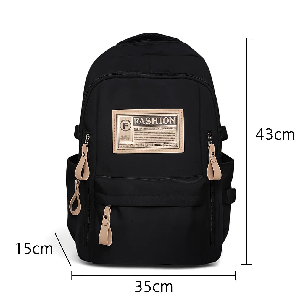 Sac à dos lycéen noir  avec dimensions 35 x 15 x 43 cm