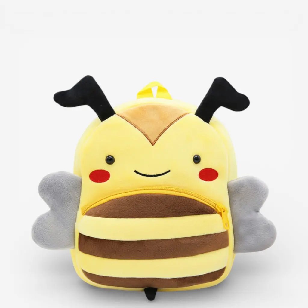 Sac à dos maternelle en peluche abeille pour enfant avec fermeture éclair