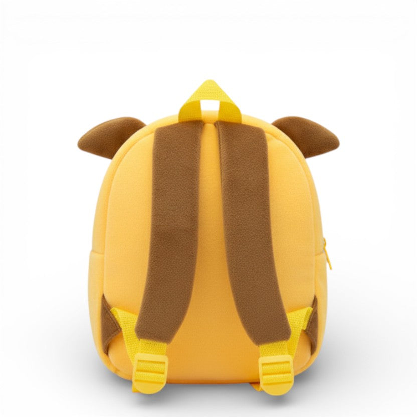 Vue arrière du sac à dos maternelle en peluche chien avec bretelles