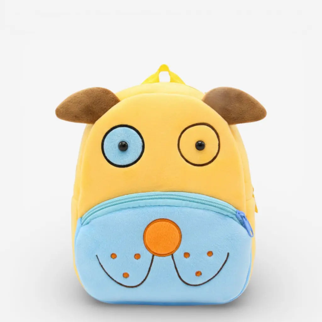 Sac à dos maternelle en peluche chien pour enfant avec fermeture éclair