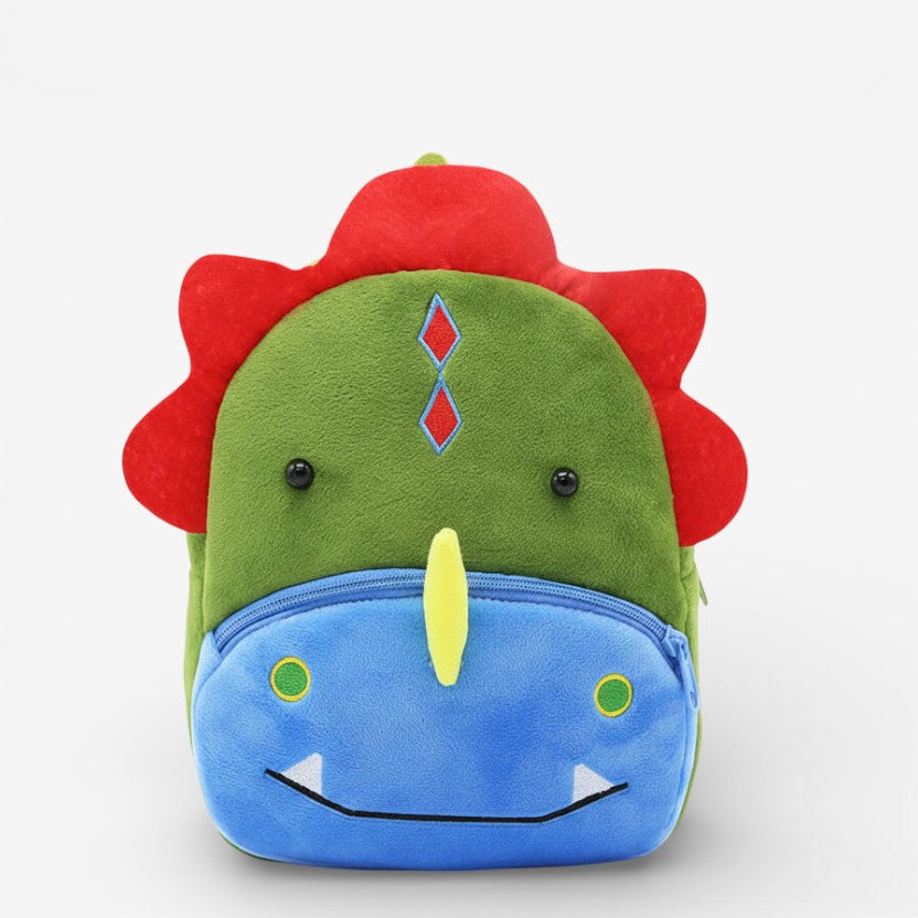 Sac à dos maternelle en peluche dinosaure pour enfant avec fermeture zippée