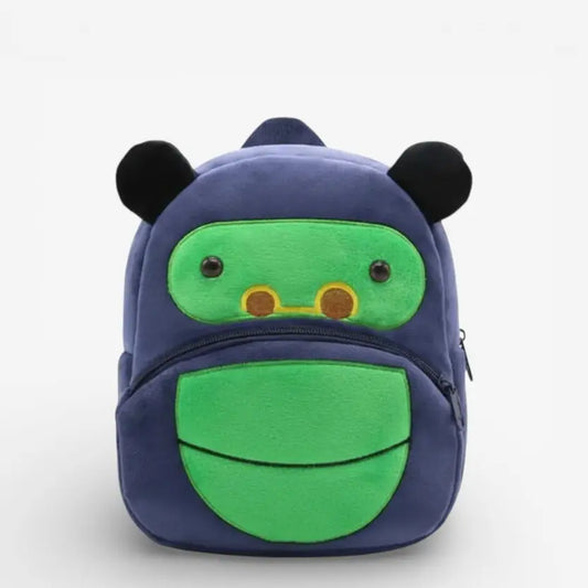 Sac à dos maternelle en peluche gorille vert et bleu pour enfant