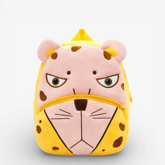 Sac à dos maternelle en peluche léopard pour enfant avec fermeture zippée
