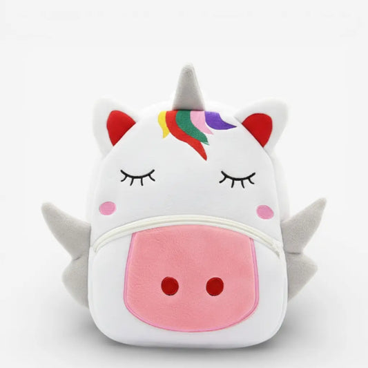 Sac à dos maternelle en peluche licorne pour enfant avec fermeture éclair