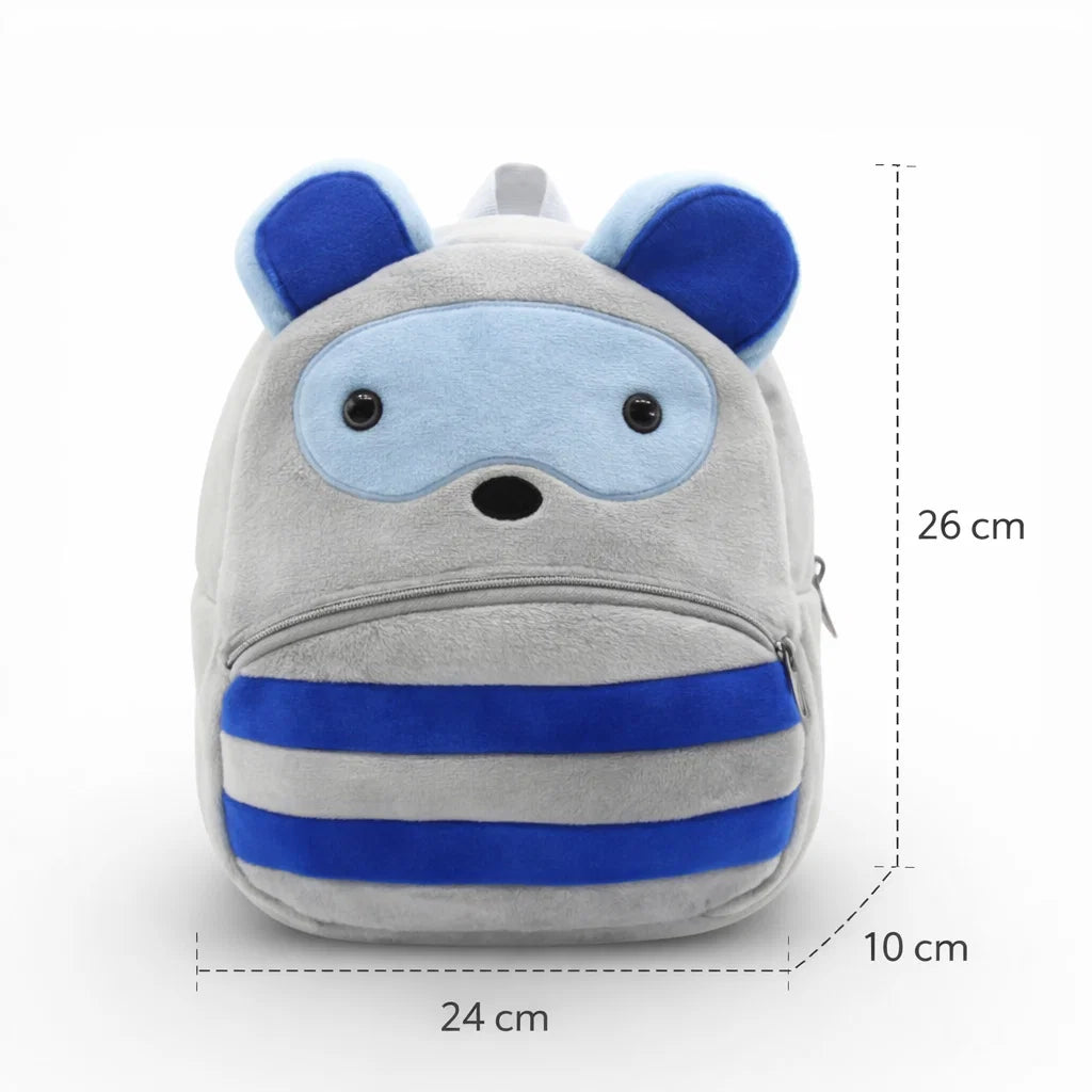 Dimensions du sac à dos maternelle en peluche souris vue de face