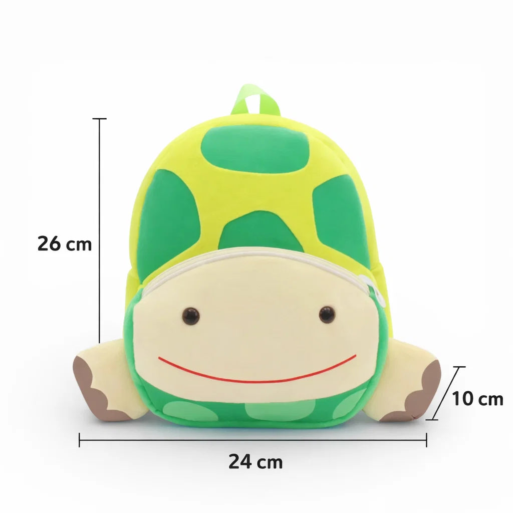Dimensions du sac à dos maternelle en peluche tortue 26 x 24 x 10 cm