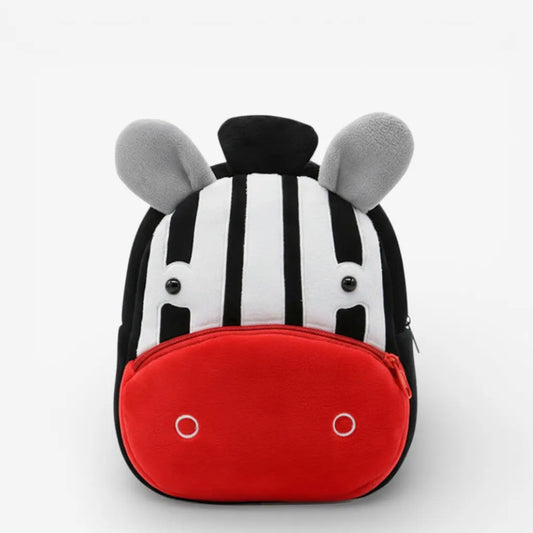 Sac à dos maternelle en peluche zèbre pour enfant avec fermeture éclair