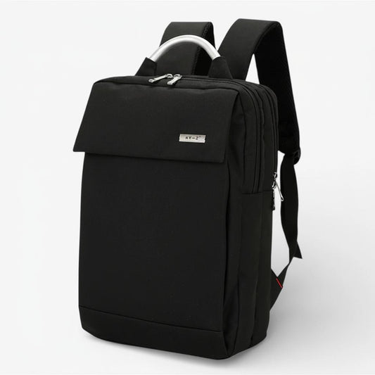 Sac à dos ordinateur 15 pouces en nylon noir avec compartiment informatique et fermeture zippée
