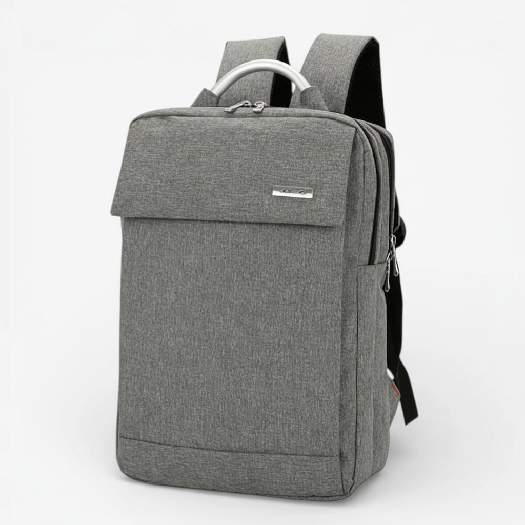 Sac à dos ordinateur 15 pouces en nylon gris vue de face