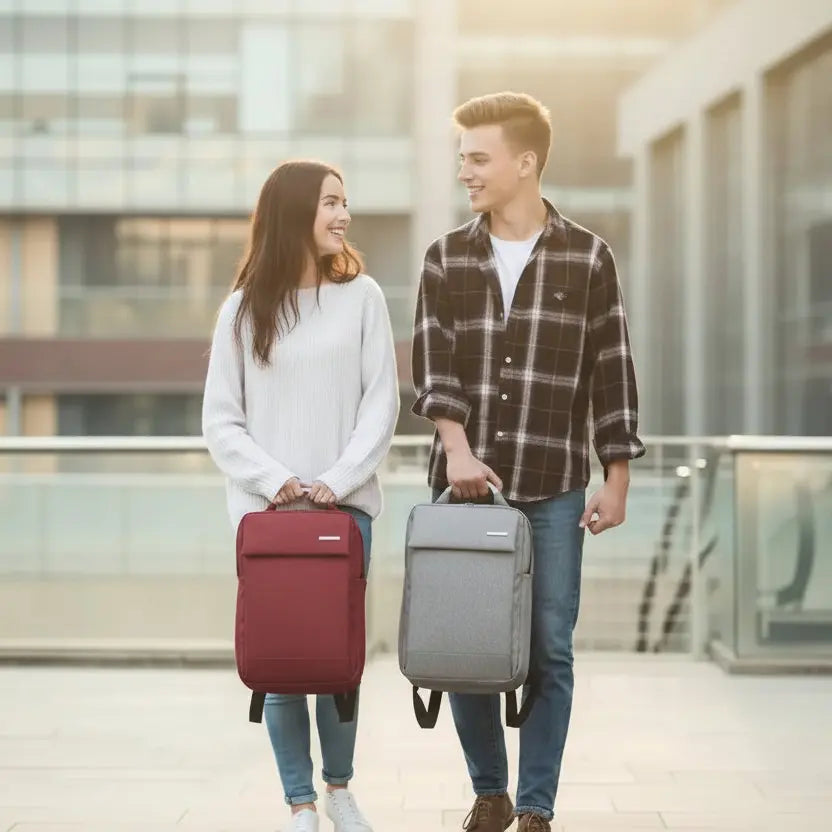 Sac à dos ordinateur 15 pouces en nylon unisexe porté par étudiants