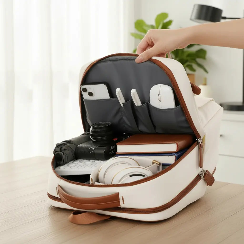 Intérieur sac à dos ordinateur portable avec compartiment laptop et rangements organisés