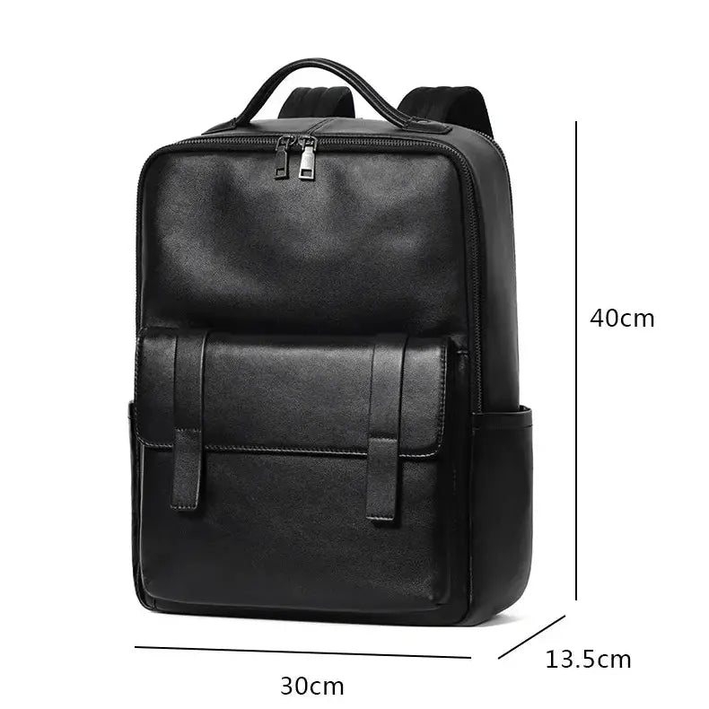 Dimensions du sac à dos ordinateur en cuir noir pour homme de 40 cm de hauteur