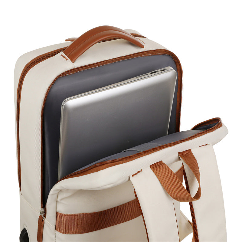 Sac à dos ordinateur portable beige avec compartiment rembourré pour ordinateur 41 cm
