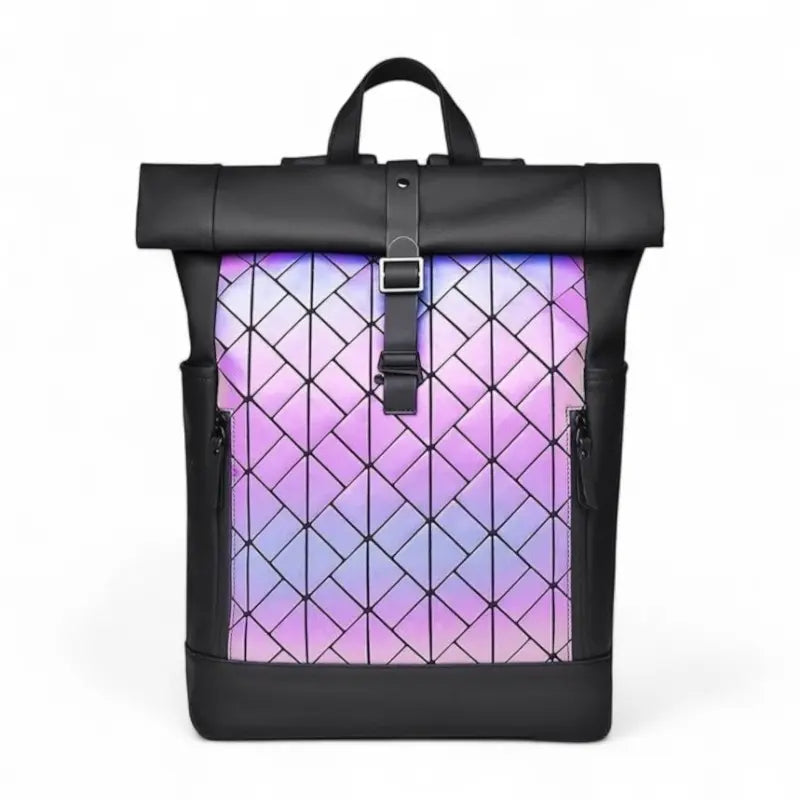 Sac à dos ordinateur imperméable réfléchissant noir et violet