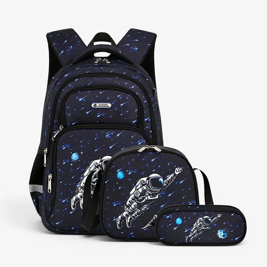 Sac à dos orthopédique garçon astronaute – Ensemble scolaire 3 pièces