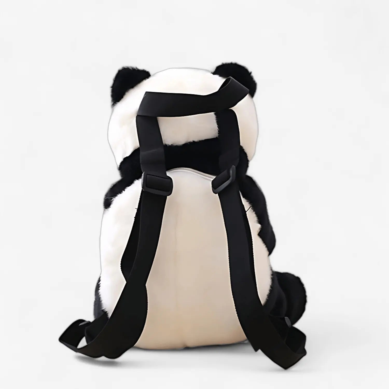 Vue de dos du sac à dos peluche panda pour enfant, bretelles ajustables et confortables