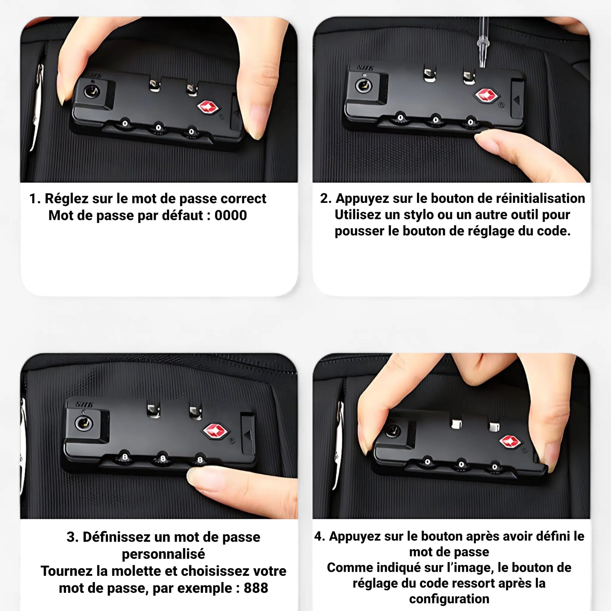 Cadenas intégré du sac photo pro noir avec réglage du code de sécurité TSA