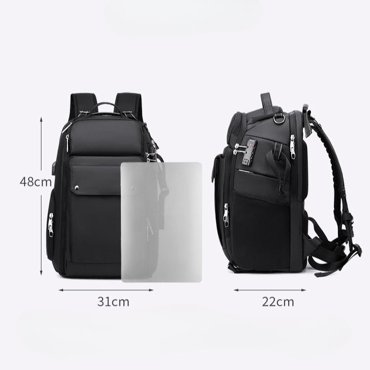 Sac photo pro noir avec dimensions 48 × 31 × 22 cm et compartiment PC 15 pouces