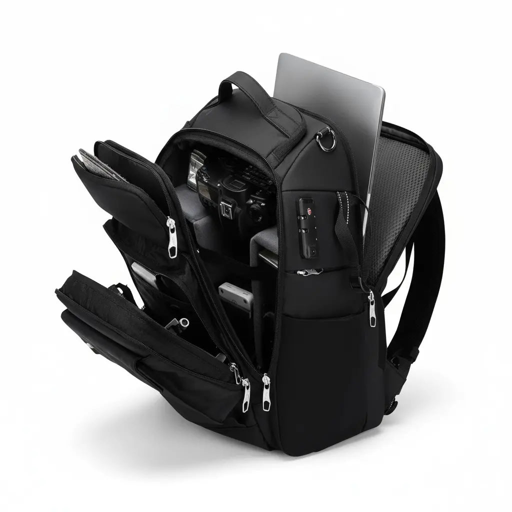 Sac photo pro noir avec ouverture latérale rapide pour reflex et objectifs