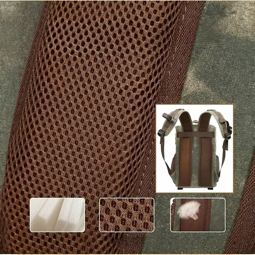 Dos respirant et rembourré du sac à dos photo en toile avec bretelles ajustables