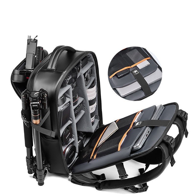 Intérieur modulable du sac photo noir avec compartiments ajustables pour matériel reflex