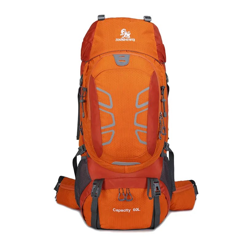 Sac à dos de randonnée 60L orange avec structure renforcée et sangles réglables