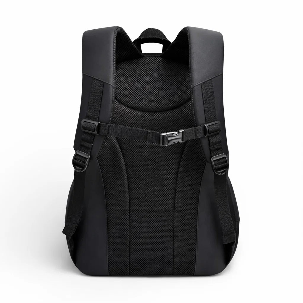 Sac à dos scolaire ergonomique fille noir et rouge avec dos renforcé respirant et bretelles rembourrées
