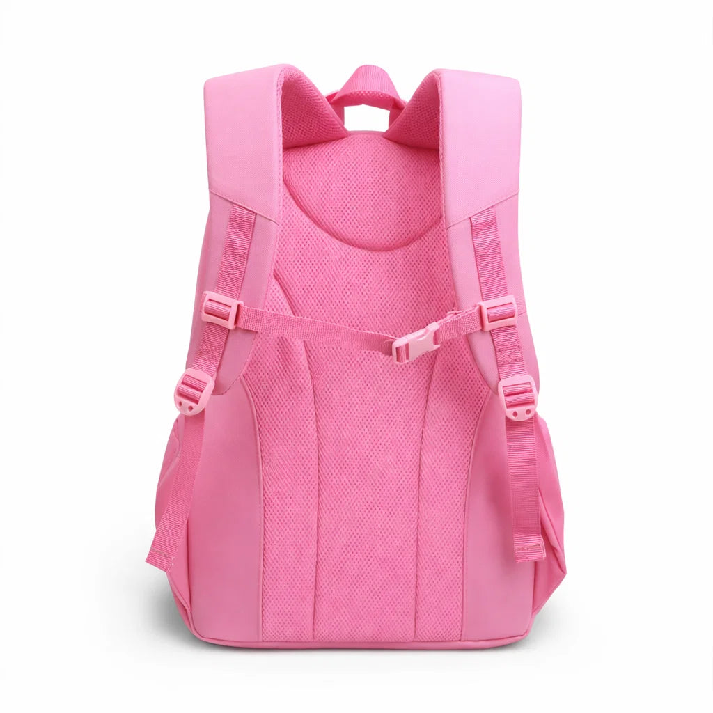 Dos rembourré et bretelles ajustables sac à dos scolaire ergonomique fille rose