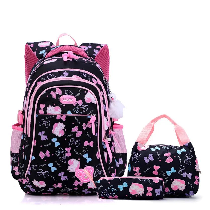 Ensemble de 3 pièces : Sac à dos scolaire fille imperméable et robuste