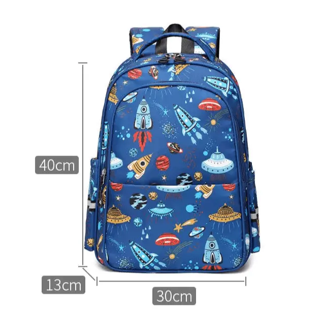 Sac à dos scolaire galaxie bleu avec dimensions 40 × 30 × 13 cm