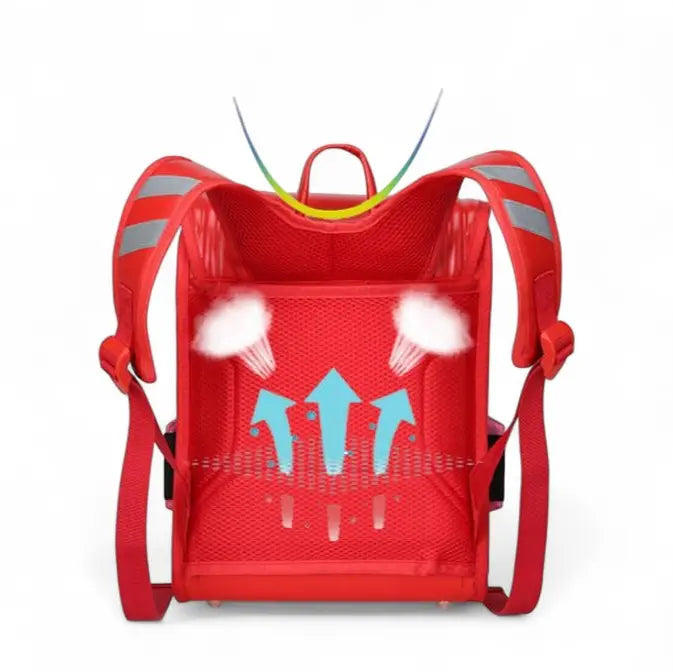 Dos ergonomique du sac à dos scolaire japonais rigide rouge avec soutien respirant
