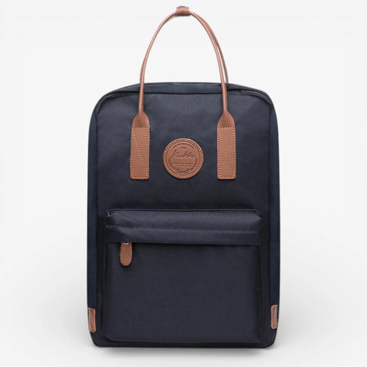 Sac à dos scolaire lycée en polyester noir avec compartiment ordinateur portable et poche avant zippée