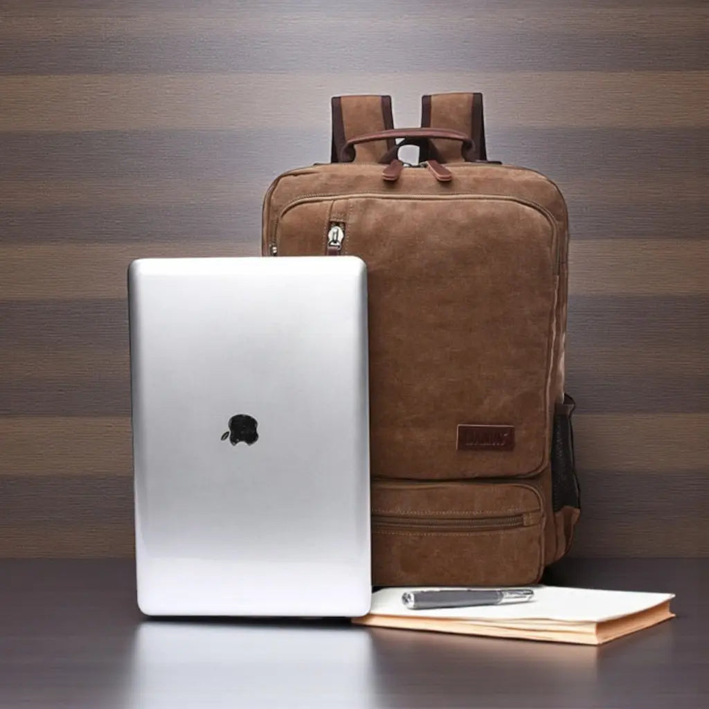 Sac à dos en toile marron pour homme avec ordinateur 16 pouces en comparaison