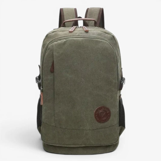 Sac à dos en toile vintage vert pour homme et femme compatible ordinateur portable 15,6 pouces