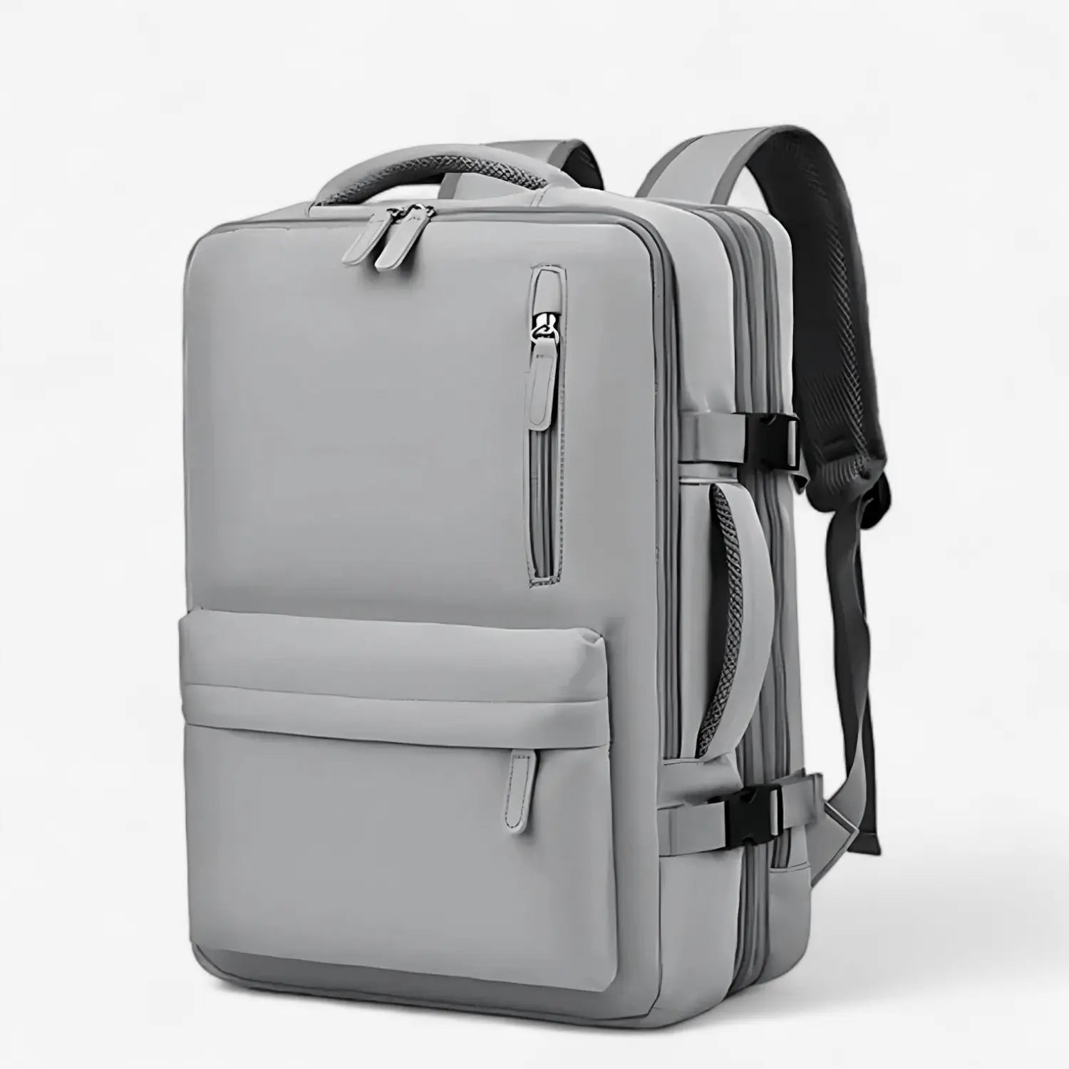 Sac à dos de voyage 35L gris clair – Grand compartiment cabine, multipoches et port USB