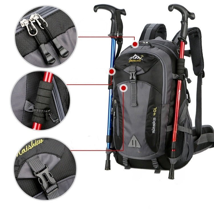 Sac à dos de voyage 40L noir avec fixations pour bâtons de randonnée