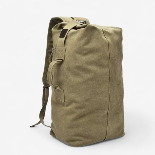 Sac à dos de voyage en toile robuste kaki avec grande capacité