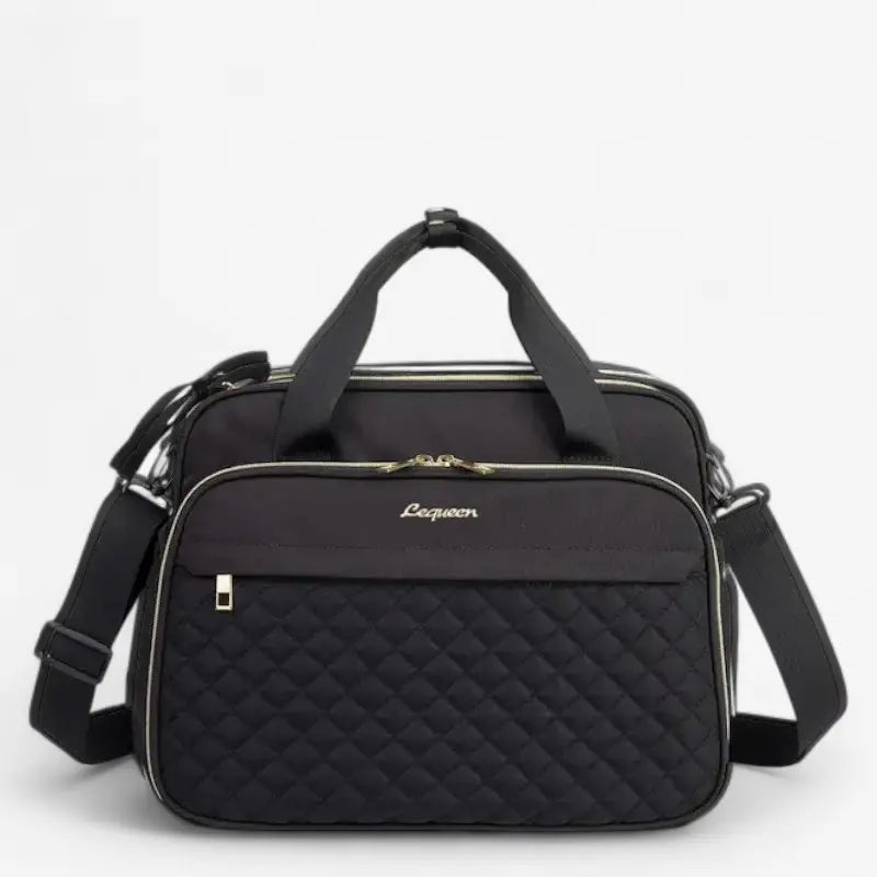 Sac à langer bandoulière Oxford noir matelassé avec grande poche avant